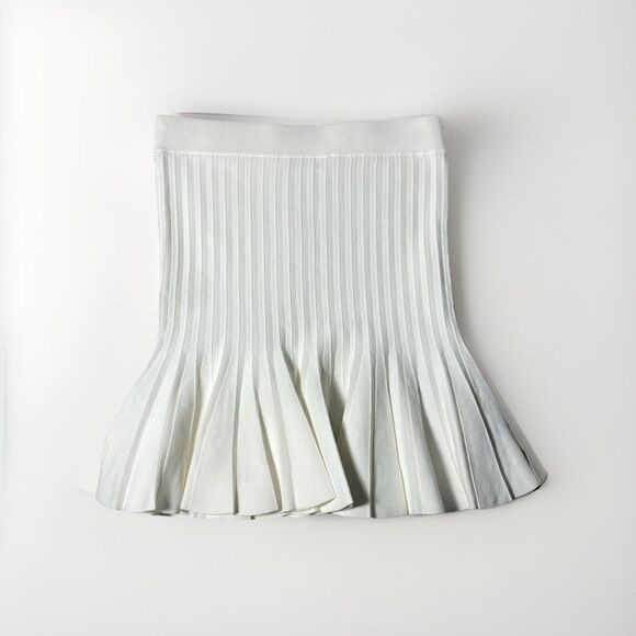 Zara Pleated Bell Skirt‎ Womens Large White 56% Nylon - Picture 1 of 6